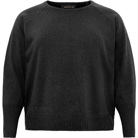 Knitted O-neck Sweater LS Ballon Black