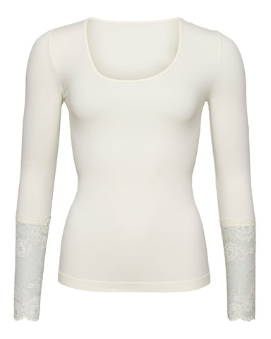 Mary Blouse W/Lace Off-White