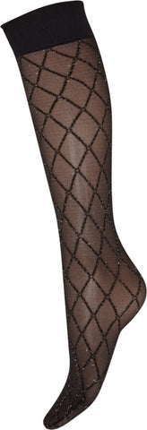 Decoy Kneehigh Check Lurex 25den Black