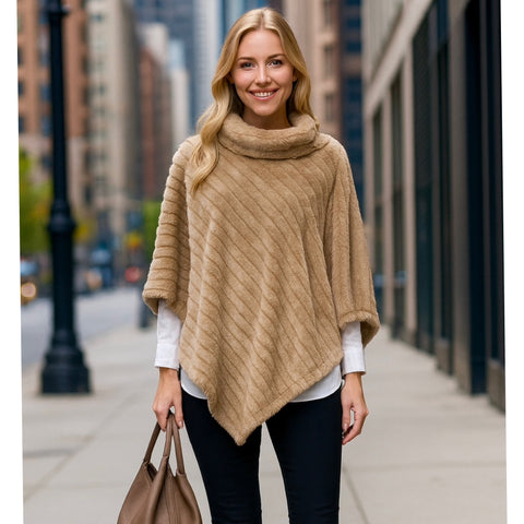 Poncho Black & Camel