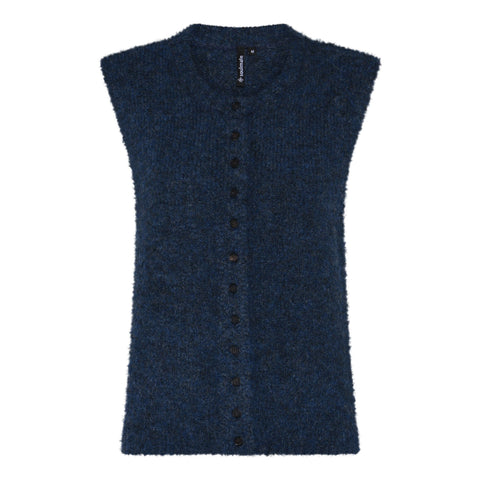 Waistcoat Knit Faded Denim