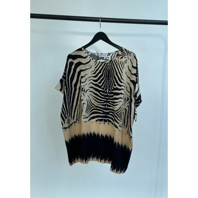 Boxy Blouse Black Animal Print
