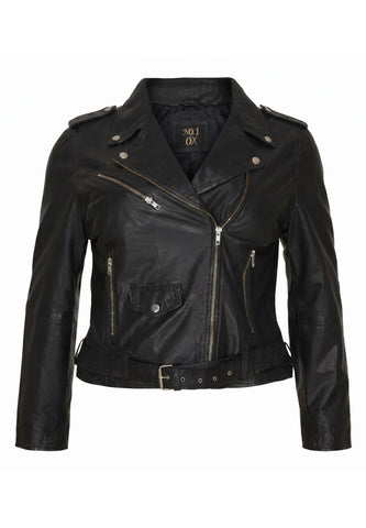 Biker Jacket With Belt Black