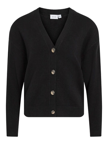 Viril V-Neck Knit Cardigan Black