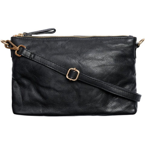 Washed Cow Clutch Black W Light Gold Ass