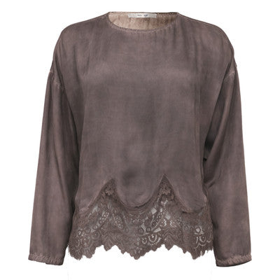 Mila L/S Lace Blouse Choco