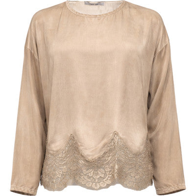 Mila L/S Lace Blouse Golden Sand