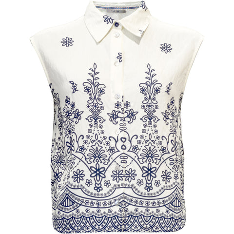 Wishi Top Sea Blue Flower