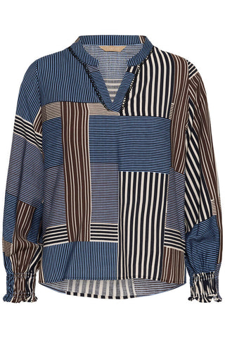 CULeila Greece Blouse Blue/Brown Graghit