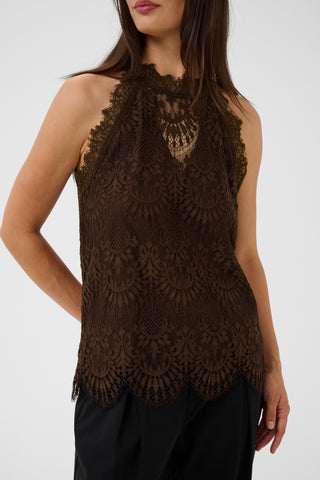 CUArto Okram Halter Top Coffee Bean