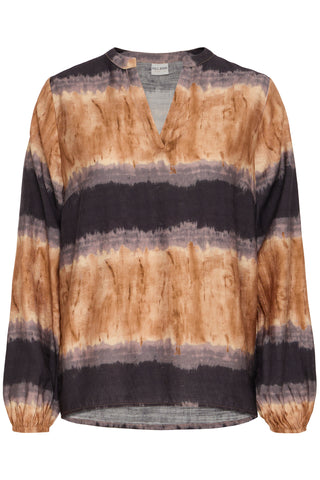 PZDani LS Blouse Blue/Brown Dip Dye
