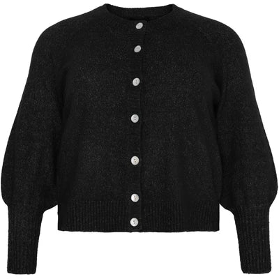 Cardigan W Buttons And Balloon Sleeves Black