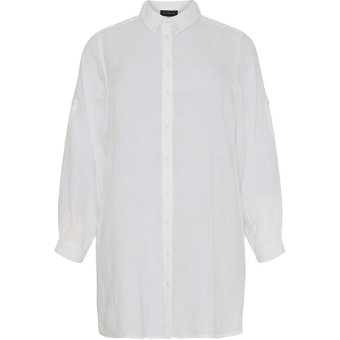 Long Shirt W/Turn Up Sleeves White