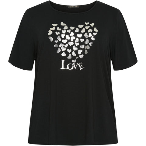 T-shirt SS Love W Lot Of Hearts Black