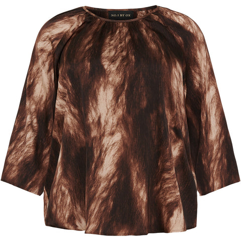 blouse W 3/4 Sleeves Brown