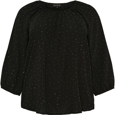 Raglan Blouse W 3/4 Sleeves Black