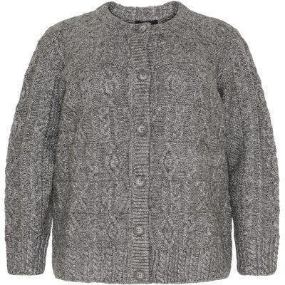 O Neck Cardigan Grey Melange