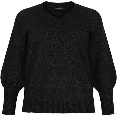 Sweater V Neck W Ballon Sleeves Black