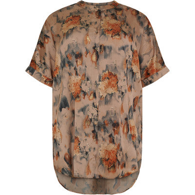 Long Boxy Blouse Warm Sand Mix