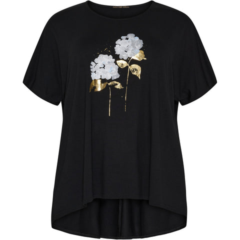 T-shirt High/low W batwing Flower Gold