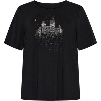 T-Shirt SS Skyline Silver Foil Black