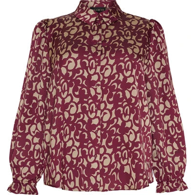 Shirt W LS Puff and Flair Cuffs Warm Sand and Red