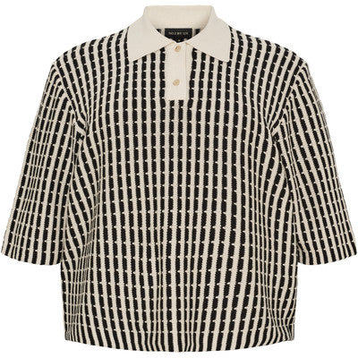 Knitted Polo Blouse W 1/2 Slevves