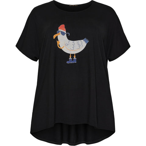 T-shirt High/low W Batwing Sleeves Black