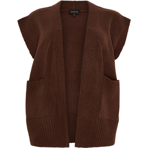 Short Knitted Waistcoat Brown Stone