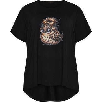 T-shirt High/Low Batwing Leo Bird  Black