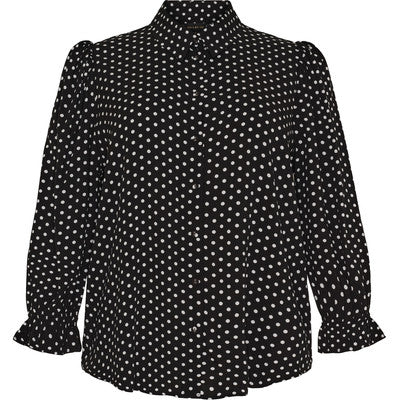 Shirt W 3/4 Puff Sleeves Black