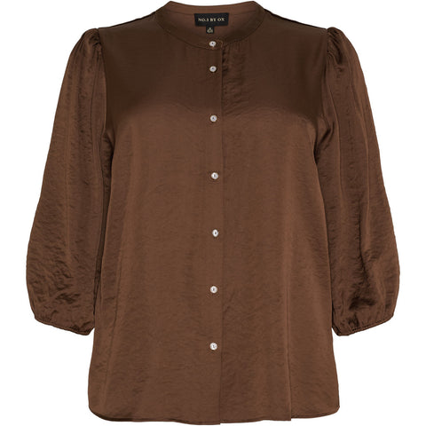 Shirt W Puff And 3/4 Sleeves Brown Stone
