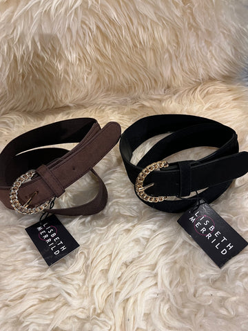 Elastik Bælte M Guld Spænde Brun og Sort