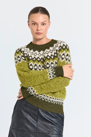 FQNovala Pullover Golden Lime Melange