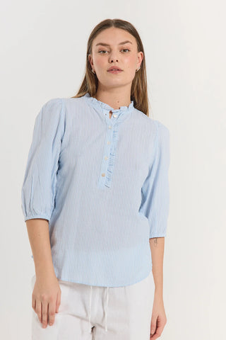 FQRolly Blouse Lys Blå Med Off White