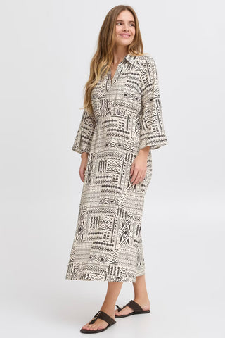 PZEsme Dress Off White Black Graphit Print