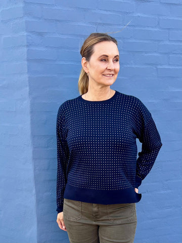 PZSara Rihinstone Pullover Dark Sapphire