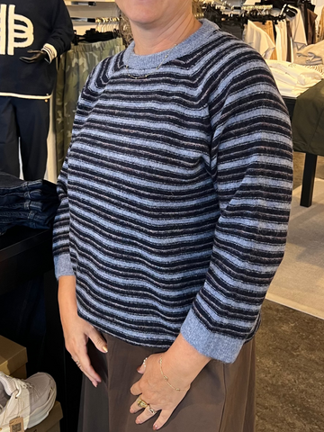 B.Cph Striped Pullover Gray Blue Melange