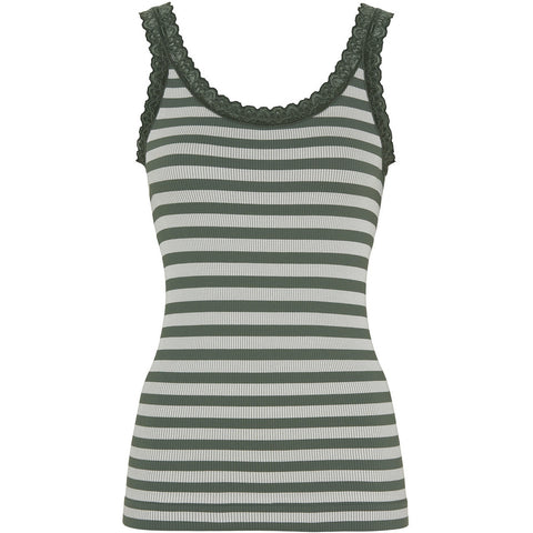 ISA Stripe Rib Top Oliva/Bianco