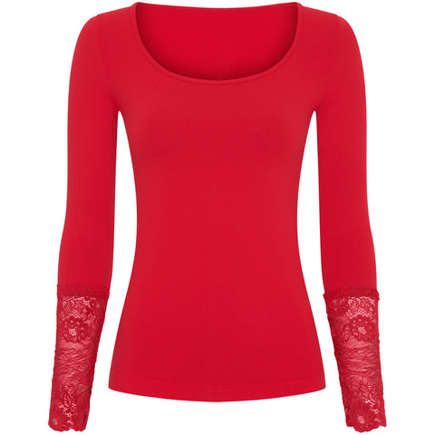 Mary Blouse Lace LS Rosso