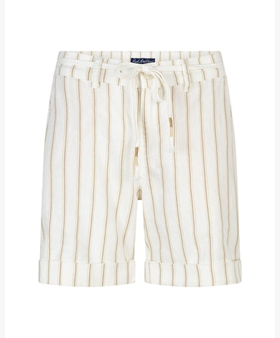 Camille Shorts Linen/Cotton Stripe Dark Sand