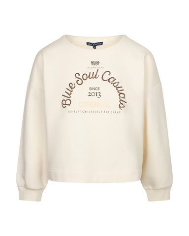 Terry Sweater Chestprint Ecru/Brown