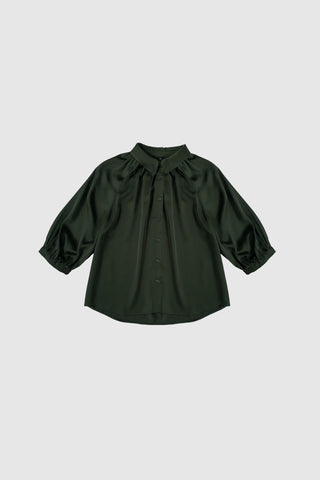 WBLDagmar 3/4 Sateen Top Deeo Forest Green