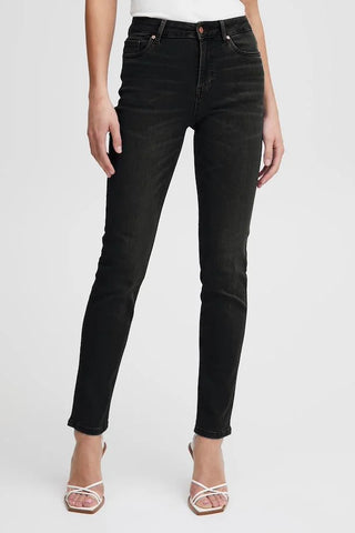 PZEmma HW Jeans Medium Straight Leg Black Denim