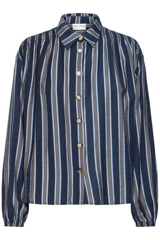 PZVivian Shirt  Blue Brown Stripe