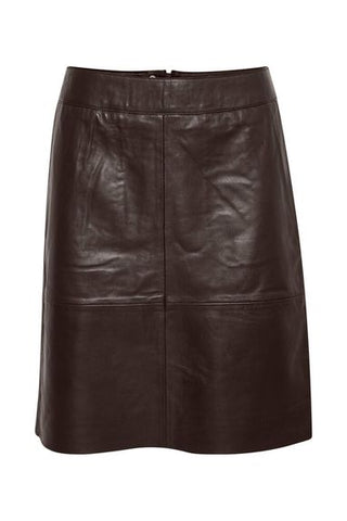 CUBerta Leather Skirt Coffee Bean
