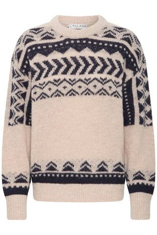 PZMimi LS Pullover Sand W Blue