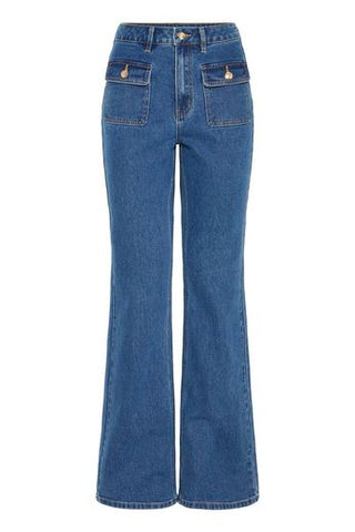 PZChel UHW Bootcut Leg Medium Blue Denim