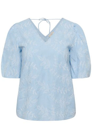 KCcarlee Short SL Blouse White Blue strip