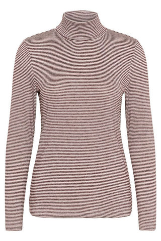 CUAlexandra Jersey Rollneck Bordeaux/White